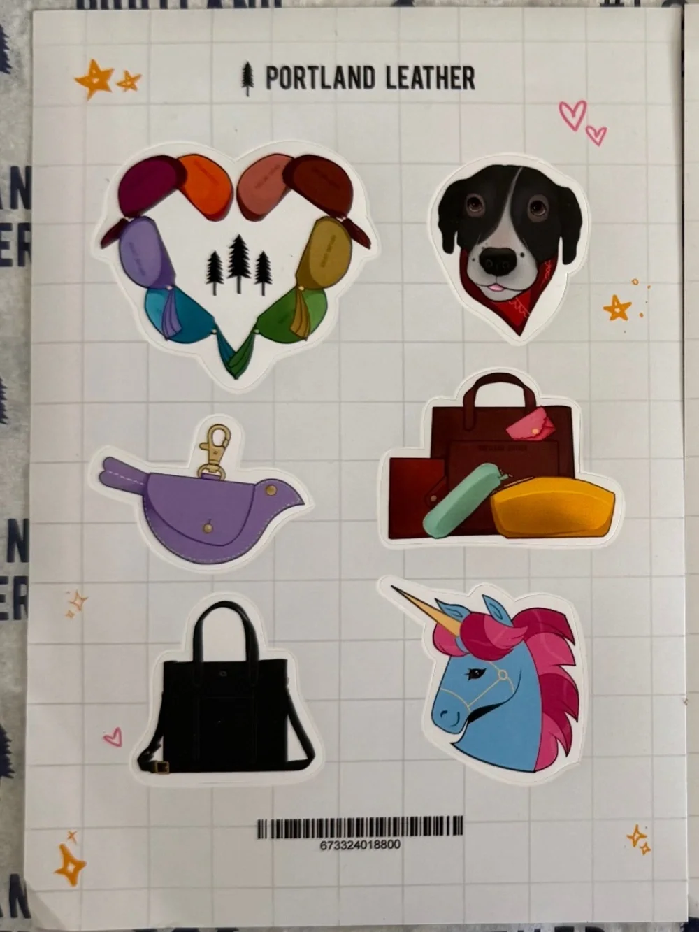 NWT Portland Leather Goods PLG Set of 2 Sheets of Stickers SGS